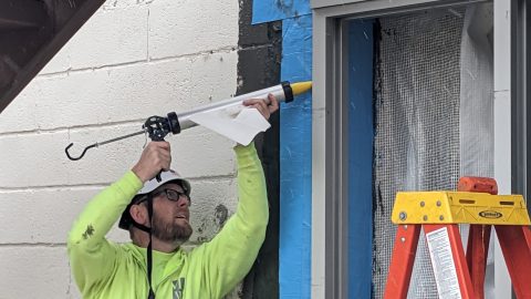 To meet our strict requirements for airtight construction, our building envelope commissioning agent worked closely with the subcontractor on correct installation sequencing.